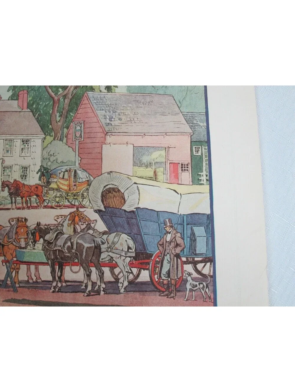 Antique Edward Penfield Color Litho Art Print 9 x 12 INN ON THE BOSTON POST 1804